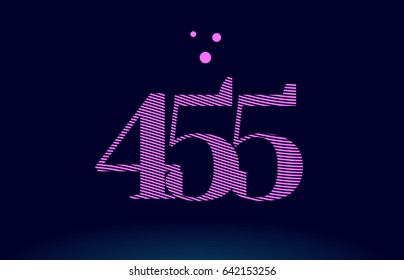 455 number digit logo pink line stripes magenta purple blue font creative text dots company vector icon design
