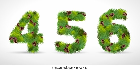 456, vector christmas tree font