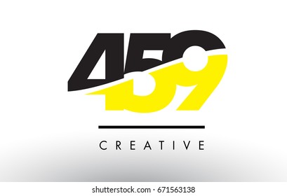 459 Black and Yellow Number Logo Design cut in half.