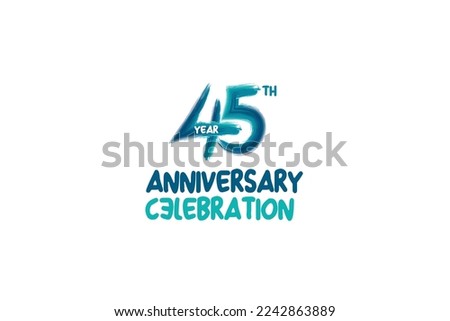 45th, 45 years, 45 year anniversary celebration fun style logotype. anniversary white logo with green blue color isolated on white background, vector design for celebrating event