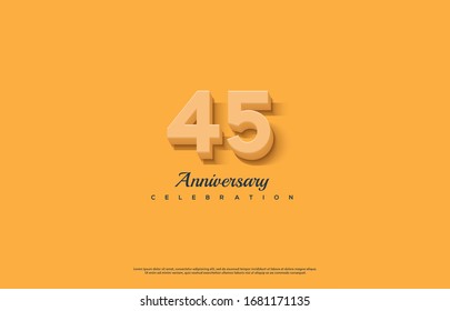 45th anniversary background with orange-colored number illustration and black text below.