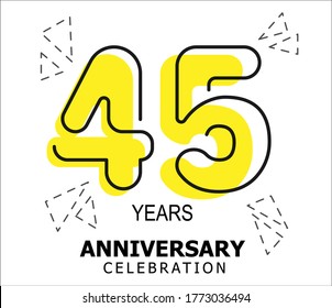 45th Anniversary,  for birthday,  wedding,  companie ,template design,  vector illustrations