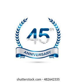 45th anniversary blue and silver colored with wreath and ribbon