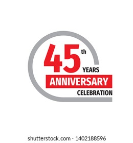 45th anniversary celebration badge logo design. Forty five years banner poster.