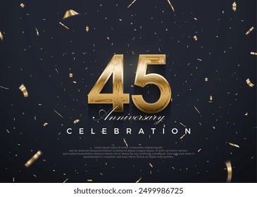 45th anniversary celebration, vector 3d design with luxury and shiny gold. Premium vector background for greeting and celebration.