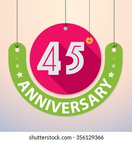 45th Anniversary - Colorful Badge, Paper cut-out