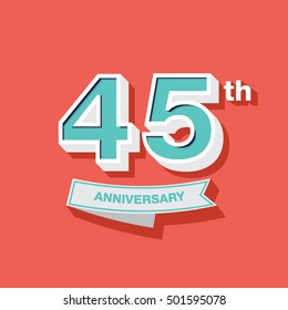 45th anniversary design in Retro and Vintage style 
