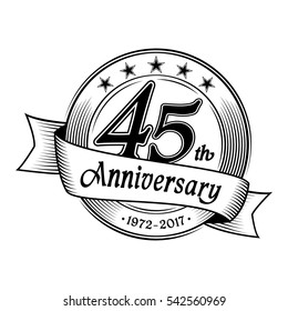 45th anniversary design template. Vector and illustration.