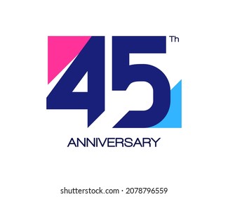 45th anniversary geometric logo. Design with triangle shapes for birthday or celebration