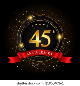 45th Anniversary. Golden anniversary celebration template design, Vector illustrations.