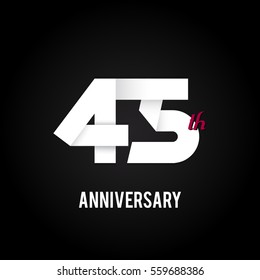 45th Anniversary  Logo Celebration, Flat Design Isolated on Black Background