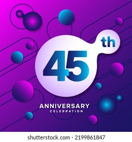 45th Anniversary Logo With Colorful Abstract Background, Template Design For Invitation Card And Poster Your Birthday Celebration. Vector Eps 10