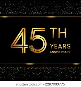 45th anniversary logo design with double line concept. Line Art style. Golden number logo. Vector Template Illustration