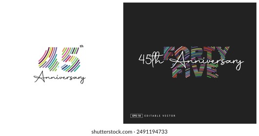 45th Anniversary Logo Design, Editable Vector Template.