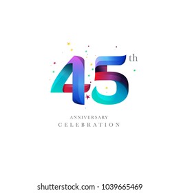 45th Anniversary Logo Design, Number 45 Icon Vector Template.