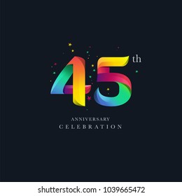 45th Anniversary Logo Design, Number 45 Icon Vector Template.