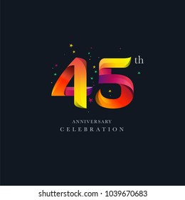 45th Anniversary Logo Design, Number 45 Icon Vector Template.