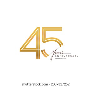 45th anniversary logo golden colored with linked number isolated on white background, vector design for greeting card and invitation card.