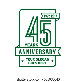 45th anniversary logo. Vector and illustration. Celebration design template.
