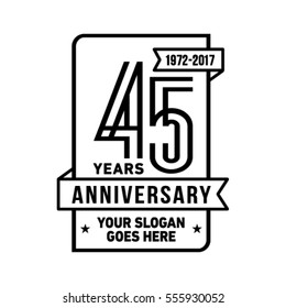 45th anniversary logo. Vector and illustration. Celebration design template.