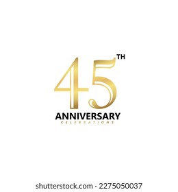  45th Anniversary logotype golden design, Forty five years Celebrating Anniversary.