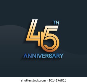 45th anniversary logotype with multiple line golden color isolated on dark blue background for celebration