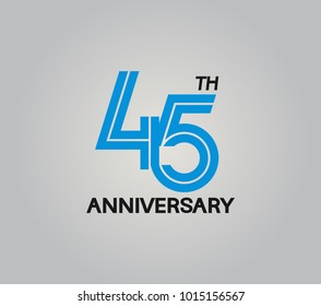 45th anniversary logotype with multiple line style blue color isolated on white background for celebration