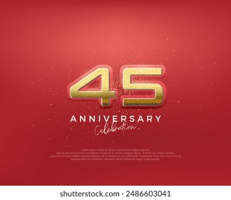 45th anniversary in luxurious gold color. glitter vector premium. Premium vector for poster, banner, celebration greeting.