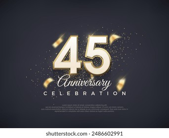 Número del 45º aniversario con números de fantasía. diseño de Vector premium de lujo. Vector de Premium para póster, Anuncio, celebración y saludo.