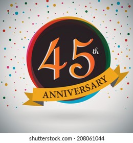 45th Anniversary poster / template design in retro style - Vector Background