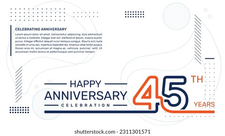 45th anniversary template design with abstract background, vector template