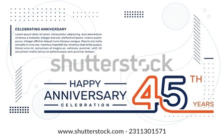 45th anniversary template design with abstract background, vector template