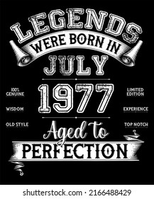 45th Birthday Vintage Legends Were Born In July 1977 45 Years Old