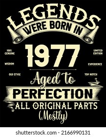 45th Birthday Vintage Legends Were Born In July 1977 45 Years Old All Original Parts Mostly