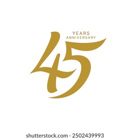 45th Logo, 45 Years Anniversary Logo, number, Orange Color, Vector Template Design element for birthday, invitation, wedding, jubilee and greeting card illustration.