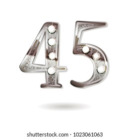 45th silver anniversary logo, ten years birthday celebration solated on white background