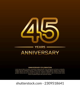 45th year anniversary design template in gold color. vector template illustration