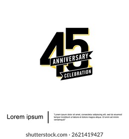 45th years anniversary celebration emblem. elegant anniversary logo isolated with ribbon on white background. vector illustration template design for web, flyers, poster, invitation and greeting card