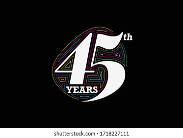 45th Years Anniversary Celebration Vector Design.