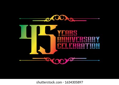 45th years anniversary logo template, Vector design birthday celebration