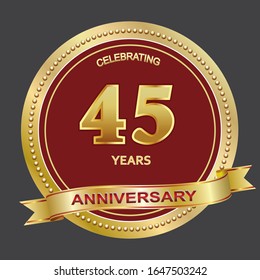 45th Years Anniversary Logo Template Golden Stock Vector (Royalty Free ...