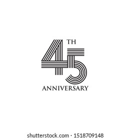 45th years celebrating anniversary logo design vector illustration template