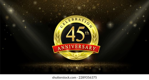 45th years celebration anniversary logo vector isolated on black background