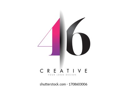 46 4 6 Grey and Pink Number Logo with Creative Shadow Cut Vector Illustration Design.