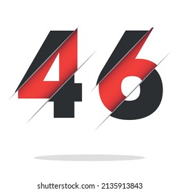 46 4 6 Diseño de logotipo numérico con corte creativo y fondo de círculo negro. Diseño de logotipo creativo.