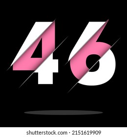 46 4 6 Number Logo Design with a Creative Cut and Black Circle Background. Creative logo design.