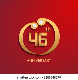 46 anniversary design golden style color with red background for use celebration event, invitation and greeting card