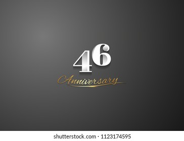 46 Anniversary elegant logotype design, white colored isolated on black background