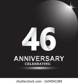 Plantilla vectorial de logotipo de 46 años. Diseño para banner, tarjetas de felicitación o impresión