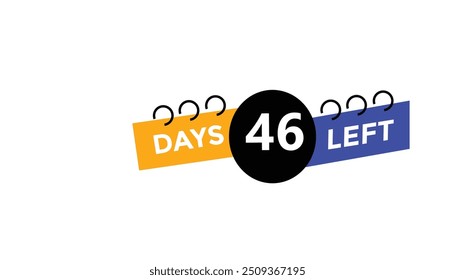46 dias restantes Contagem regressiva número banner templates. ícone de tempo. Ilustração de vetor 